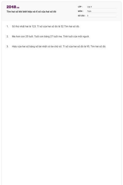 Tìm hai số khi biết hiệu và tỉ số của hai số đó