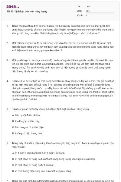 Bài 60: Định luật bảo toàn năng lượng