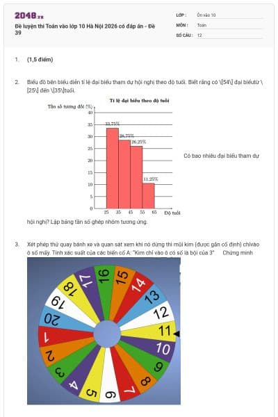 Đề luyện thi Toán vào lớp 10 Hà Nội 2026 có đáp án - Đề 39