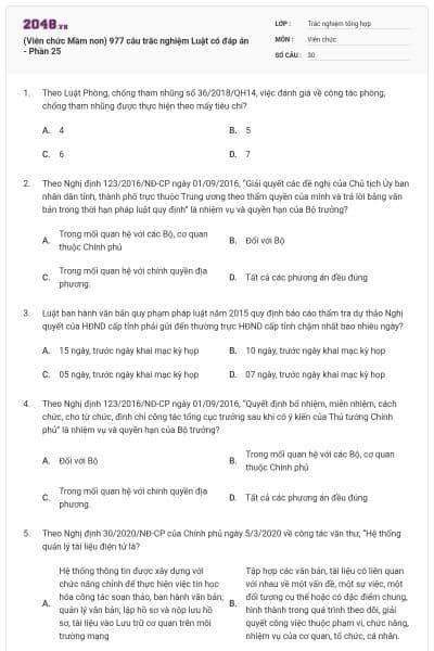 (Viên chức Mầm non) 977 câu trắc nghiệm Luật có đáp án - Phần 25