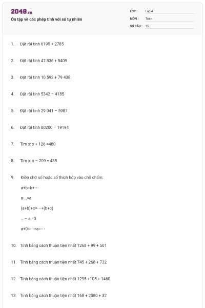 Ôn tập về các phép tính với số tự nhiên