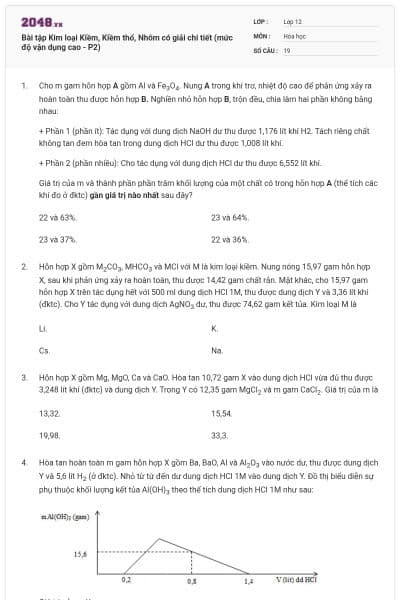 Bài tập Kim loại Kiềm, Kiềm thổ, Nhôm có giải chi tiết (mức độ vận dụng cao - P2)