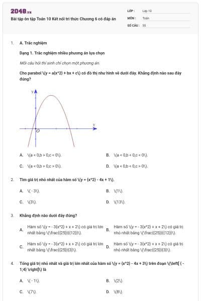 Bài tập ôn tập Toán 10 Kết nối tri thức Chương 6 có đáp án