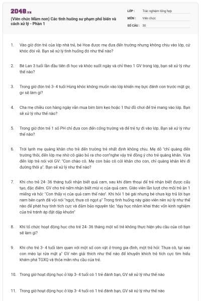 (Viên chức Mầm non) Các tình huống sư phạm phổ biến và cách xử lý - Phần 1