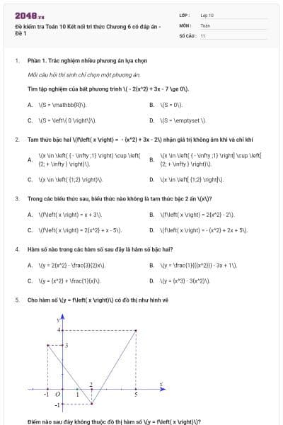 Đề kiểm tra Toán 10 Kết nối tri thức Chương 6 có đáp án - Đề 1