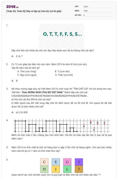 (Toán đố, Toán IQ) Dãy số lặp lại (chu kì) (có lời giải)