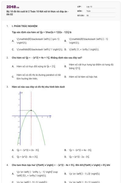 Bộ 10 đề thi cuối kì 2 Toán 10 Kết nối tri thức có đáp án - Đề 02