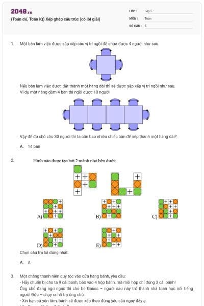 (Toán đố, Toán IQ) Xếp ghép cấu trúc (có lời giải)