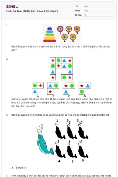 (Toán đố, Toán IQ) Sắp Xếp Hình Ảnh (có lời giải)