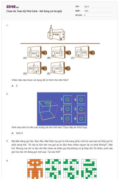 (Toán đố, Toán IQ) Phối Cảnh - Đối Xứng (có lời giải)