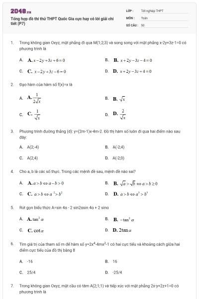 Tổng hợp đề thi thử THPT Quốc Gia cực hay có lời giải chi tiết (P7)