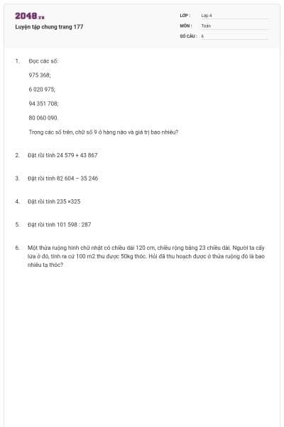 Luyện tập chung trang 177