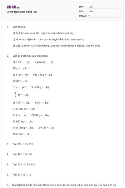 Luyện tập chung trang 178