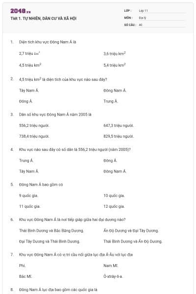 Tiết 1. TỰ NHIÊN, DÂN CƯ VÀ XÃ HỘI