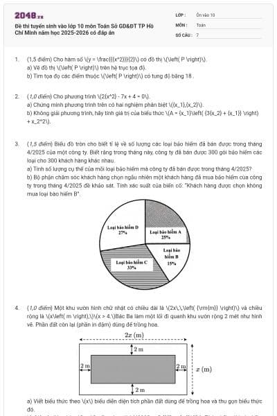 Đề thi tuyển sinh vào lớp 10 môn Toán Sở GD&ĐT TP Hồ Chí Minh năm học 2025-2026 có đáp án
