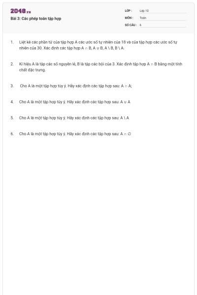 Bài 3: Các phép toán tập hợp