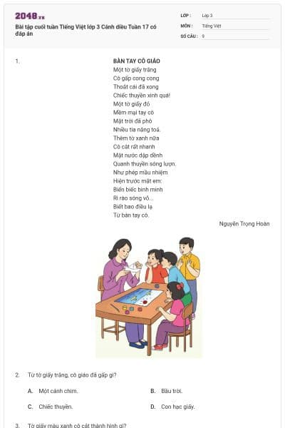 Bài tập cuối tuần Tiếng Việt lớp 3 Cánh diều Tuần 17 có đáp án