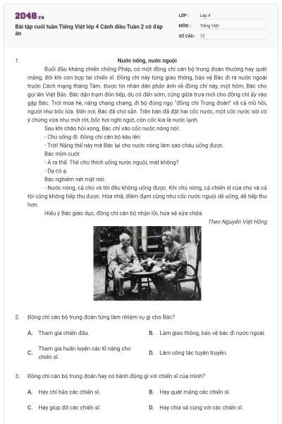 Bài tập cuối tuần Tiếng Việt lớp 4 Cánh diều Tuần 2 có đáp án