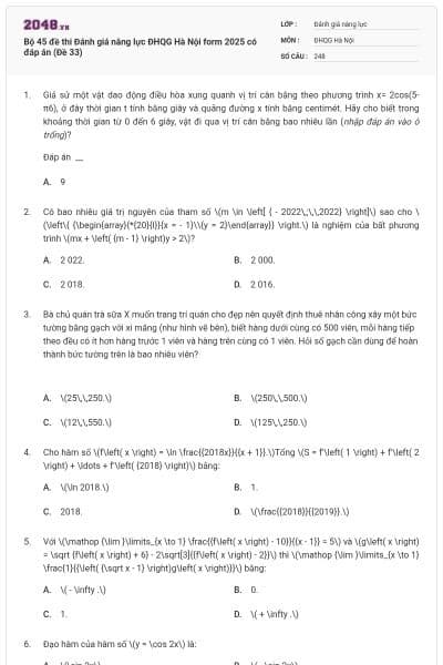 Bộ 45 đề thi Đánh giá năng lực ĐHQG Hà Nội form 2025 có đáp án (Đề 33)