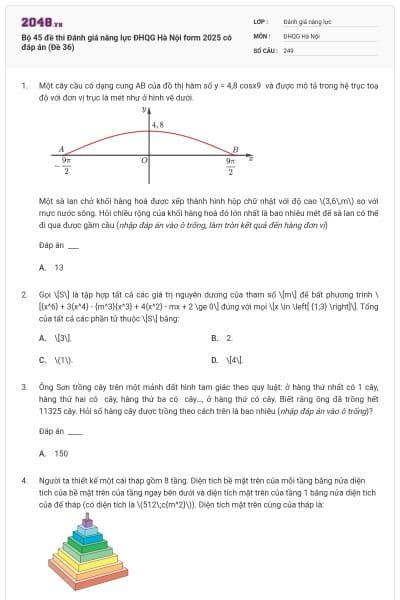 Bộ 45 đề thi Đánh giá năng lực ĐHQG Hà Nội form 2025 có đáp án (Đề 36)