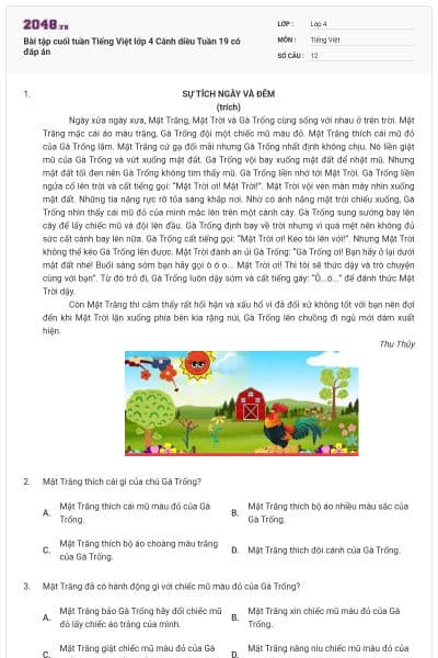 Bài tập cuối tuần Tiếng Việt lớp 4 Cánh diều Tuần 19 có đáp án