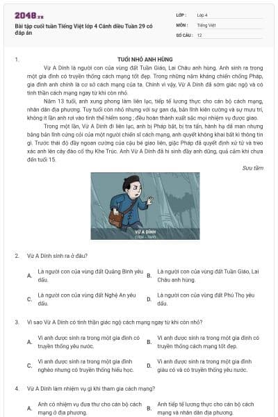 Bài tập cuối tuần Tiếng Việt lớp 4 Cánh diều Tuần 29 có đáp án