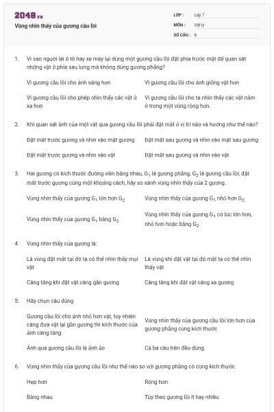 Vùng nhìn thấy của gương cầu lồi