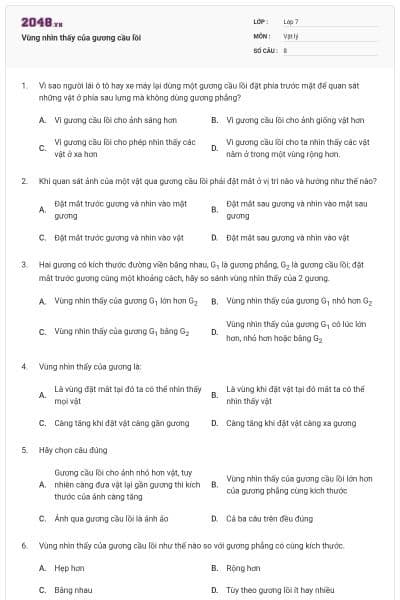 Vùng nhìn thấy của gương cầu lồi