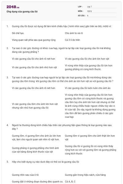 Ứng dụng của gương cầu lồi