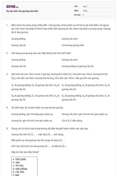 Sự tạo ảnh của gương cầu lõm