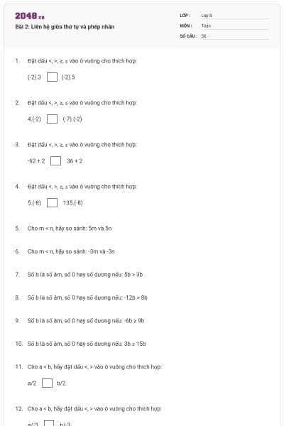 Bài 2: Liên hệ giữa thứ tự và phép nhân