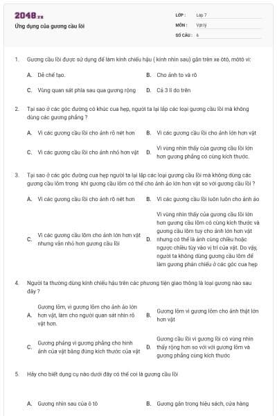 Ứng dụng của gương cầu lồi