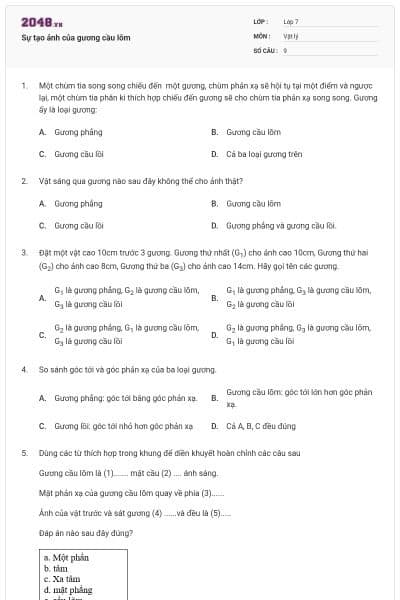 Sự tạo ảnh của gương cầu lõm