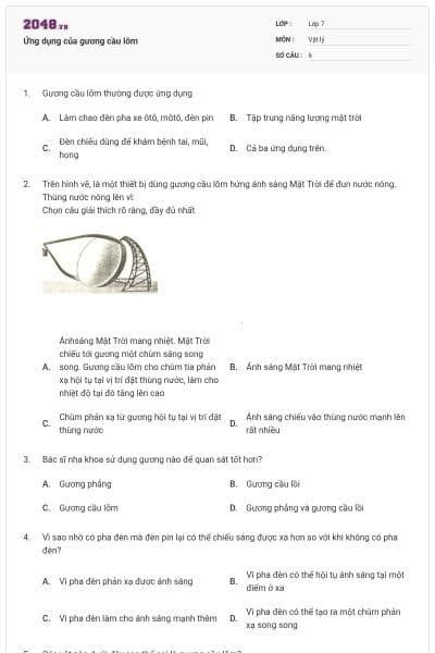 Ứng dụng của gương cầu lõm