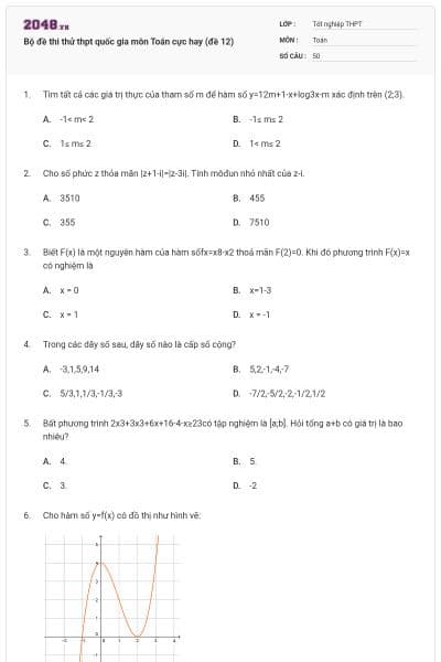 Bộ đề thi thử thpt quốc gia môn Toán cực hay (đề 12)
