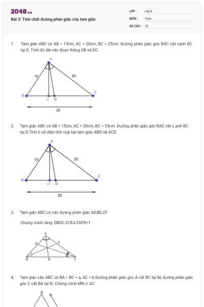 Bài 3: Tính chất đường phân giác của tam giác