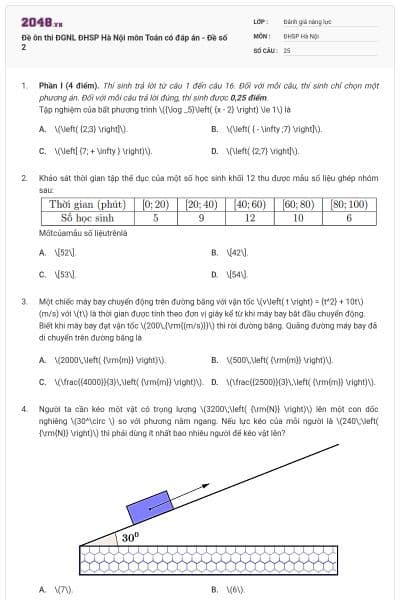 Đề ôn thi ĐGNL ĐHSP Hà Nội môn Toán có đáp án - Đề số 2