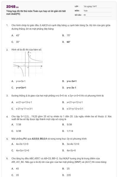 Tổng hợp đề thi thử môn Toán cực hay có lời giải chi tiết mới nhất(P5)