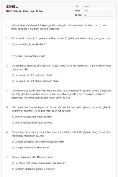 Bài 2: Hoán vị - Chỉnh hợp - Tổ hợp