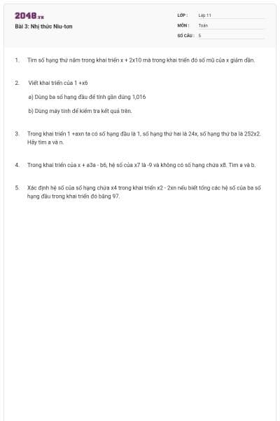 Bài 3: Nhị thức Niu-tơn