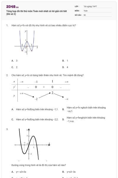 Tổng hợp đề thi thử môn Toán mới nhất có lời giải chi tiết (Đề số 2)