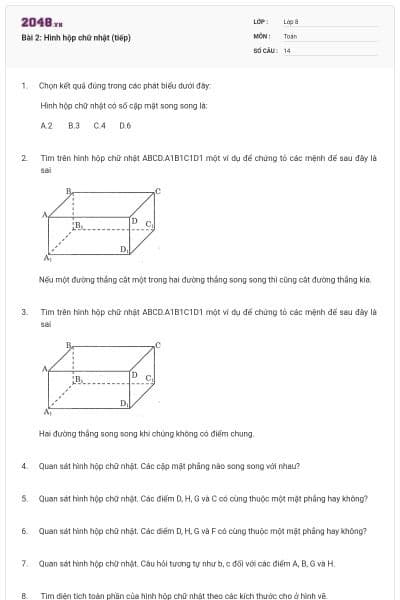 Bài 2: Hình hộp chữ nhật (tiếp)