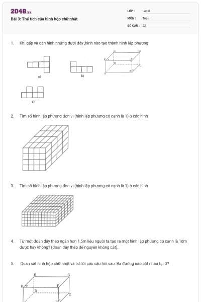 Bài 3: Thể tích của hình hộp chữ nhật