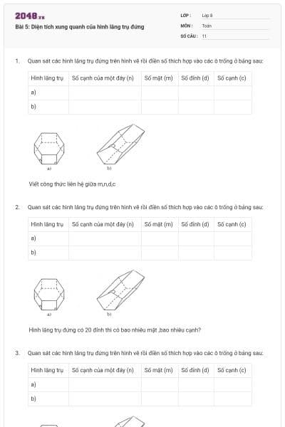 Bài 5: Diện tích xung quanh của hình lăng trụ đứng