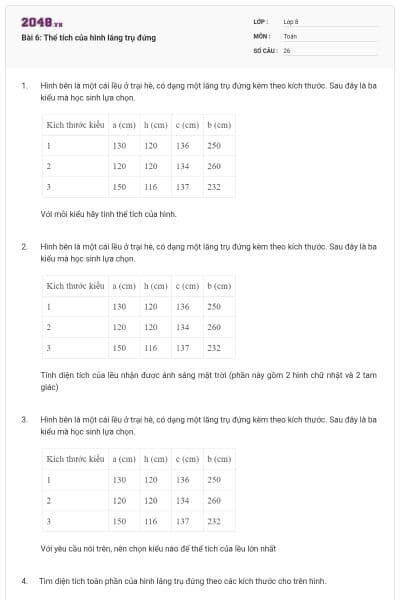 Bài 6: Thể tích của hình lăng trụ đứng