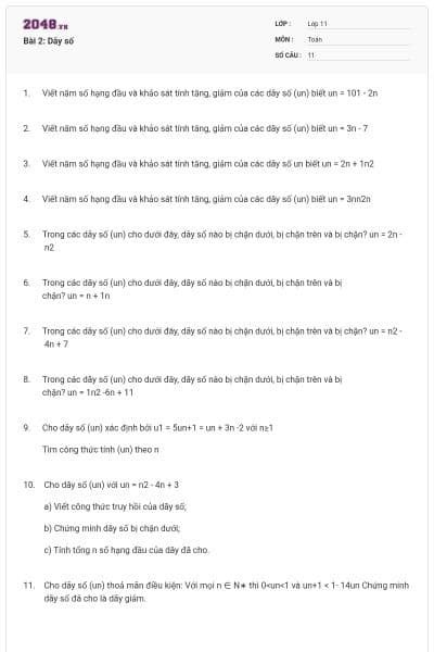Bài 2: Dãy số