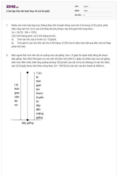 2 bài tập Các bài toán thực tế (có lời giải)