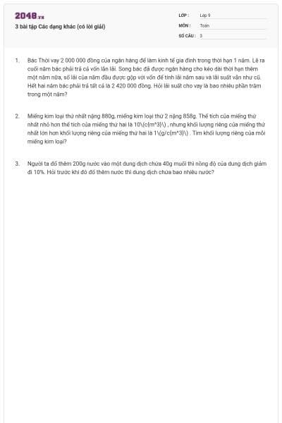 3 bài tập Các dạng khác (có lời giải)