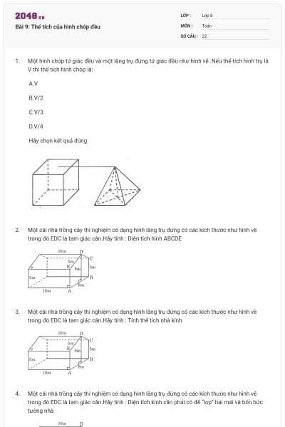 Bài 9: Thể tích của hình chóp đều