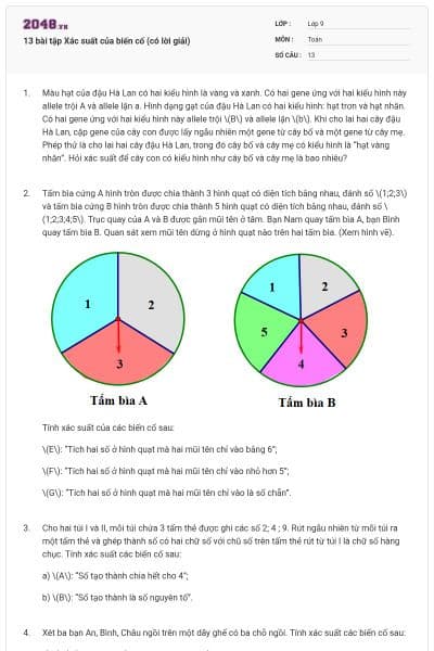 13 bài tập Xác suất của biến cố (có lời giải)